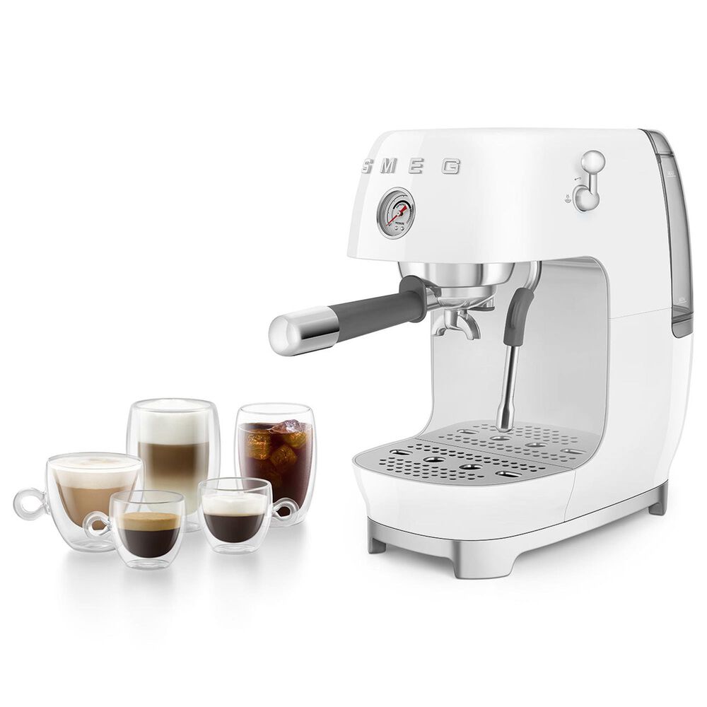 SMEG Retro Style 47 Oz Espresso and Cold Brew Coffee Machine in White, , large