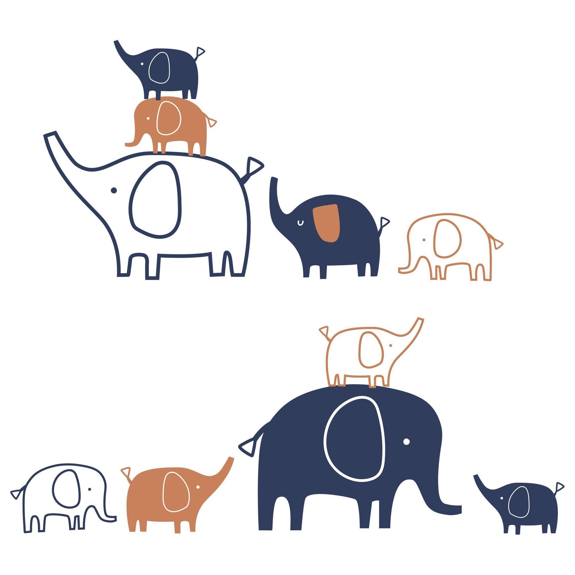 Lambs and Ivy Playful Elephant Wall Decals in Indigo Blue White and Caramel Shop NFM