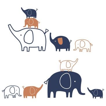 Lambs and Ivy Playful Elephant Wall Decals in Indigo Blue,White and Caramel, , large