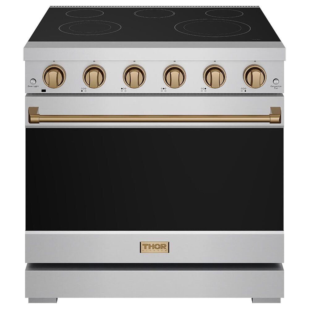 Thor Kitchen Gordon Ramsay 6 Cu. Ft. Professional Freestanding Electric Range with Bronze Handle Kit in Stainless Steel, , large