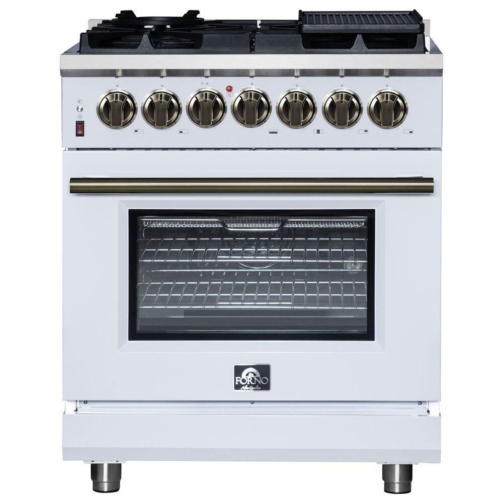 Forno Massimo 30" Freestanding Dual Fuel Range in White, , large