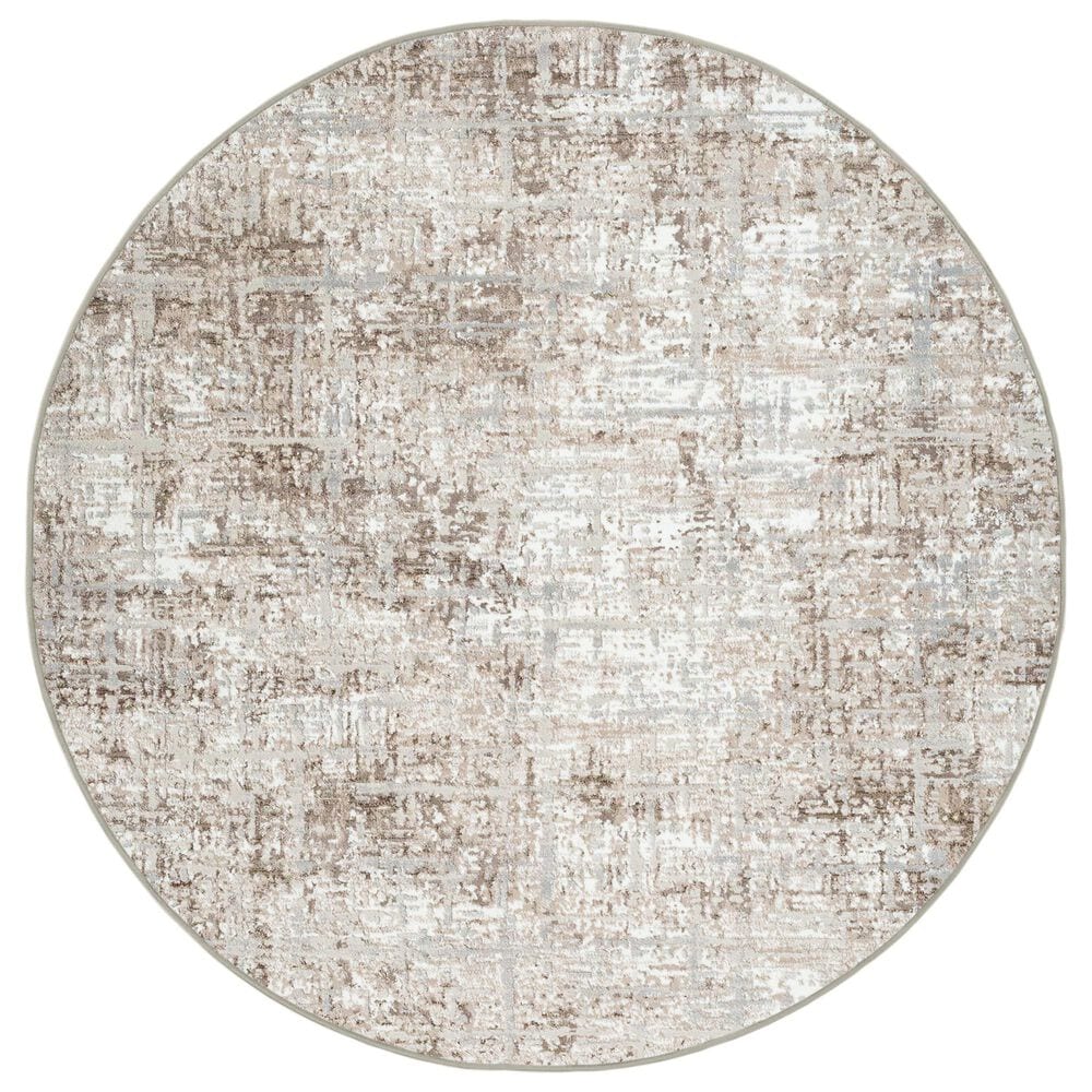 Radici USA Livigno Abstract 5"3" Round Beige Area Rug, , large