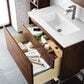 James Martin Vanities Mantova 31.5" Single Vanity in Mid-Century Walnut and Champagne Brass with 3 cm Glossy White Composite Stone Top and Rectangular Sink, , large