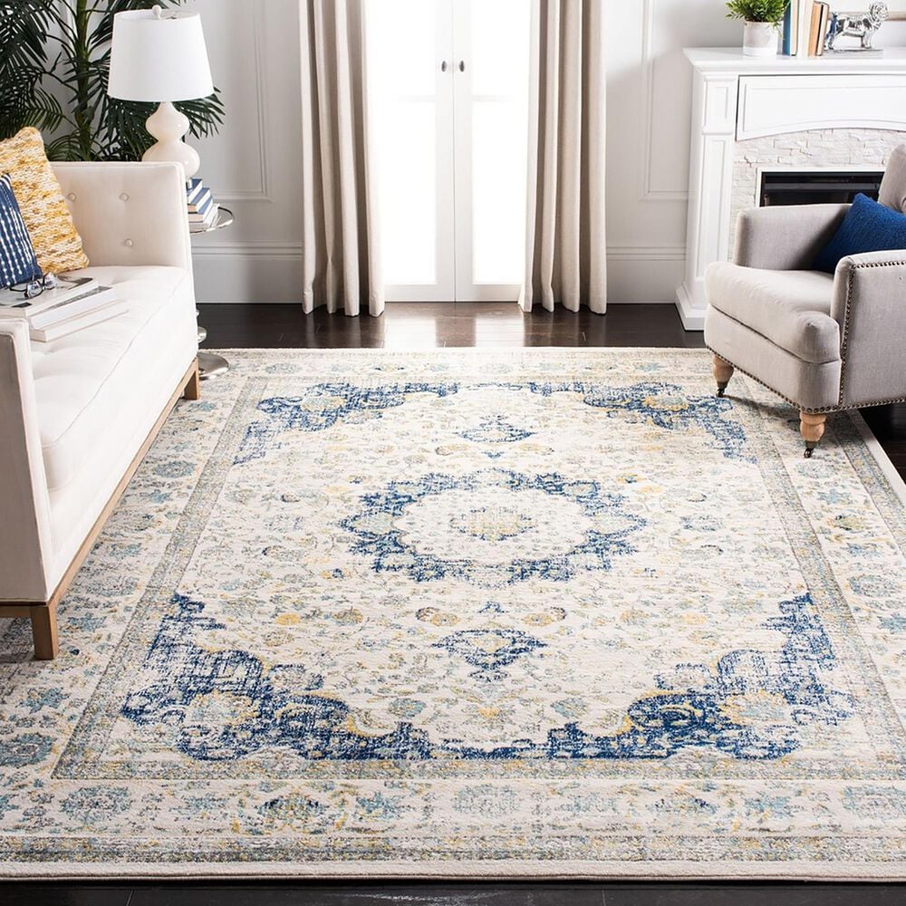 Safavieh Evoke EVK220C 12' x 18' Ivory and Blue Area Rug, , large