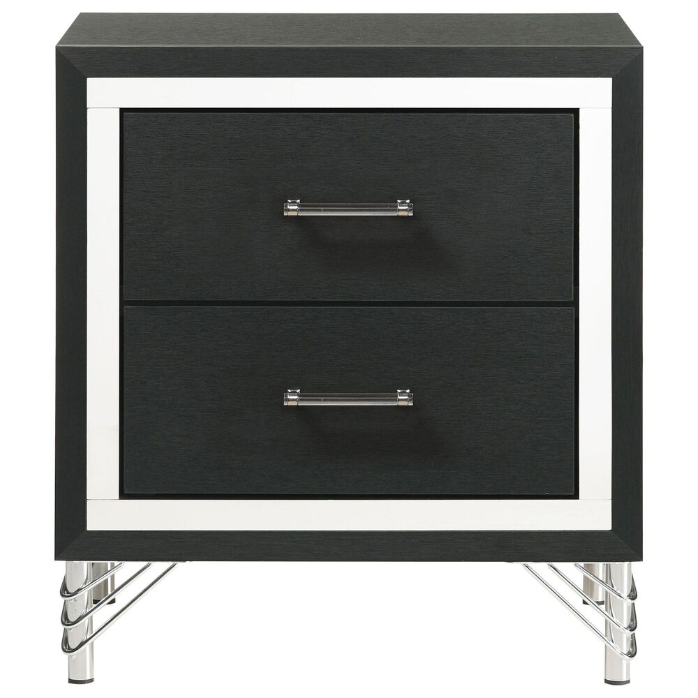 Coaster Lucia 2-Drawer Nightstand in Black and Chrome, , large