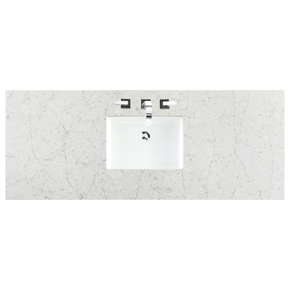 James Martin Vanities Laurent 60&quot; Single Bathroom Vanity in Light Natural Oak with 3 cm Eternal Jasmine Pearl Quartz Top and Rectangular Sink, , large
