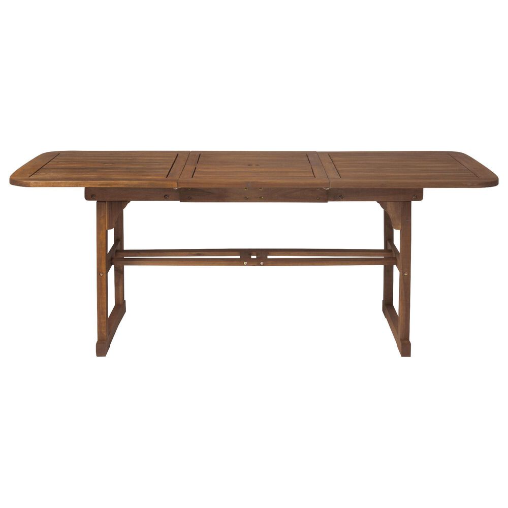Walker Edison Acacia Wood Patio Butterfly Dining Table in Dark Brown, , large