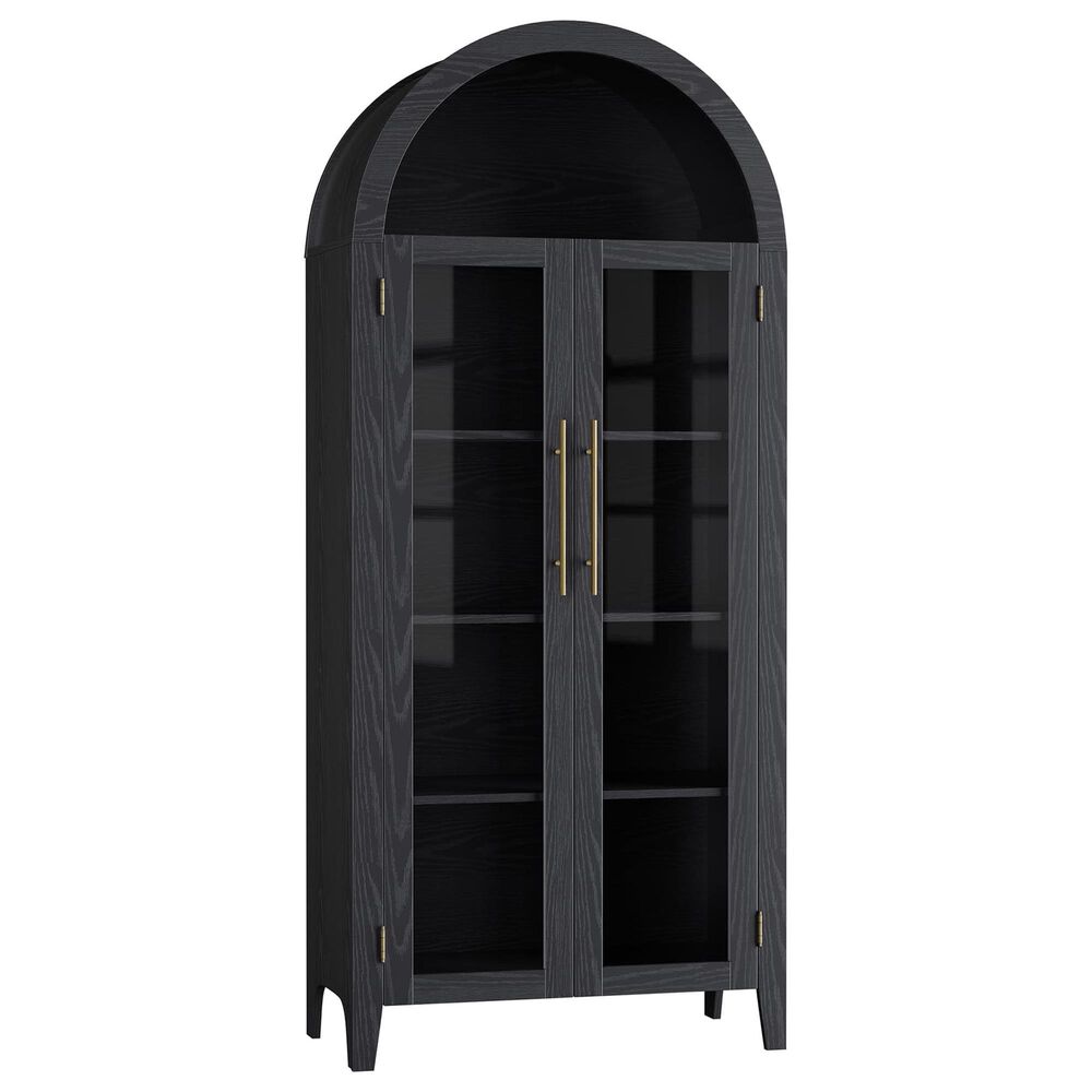 GARVEE 63" Arched Kitchen Pantry Cabinet in Black, , large