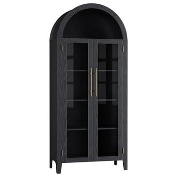 GARVEE 63" Arched Kitchen Pantry Cabinet in Black, , large