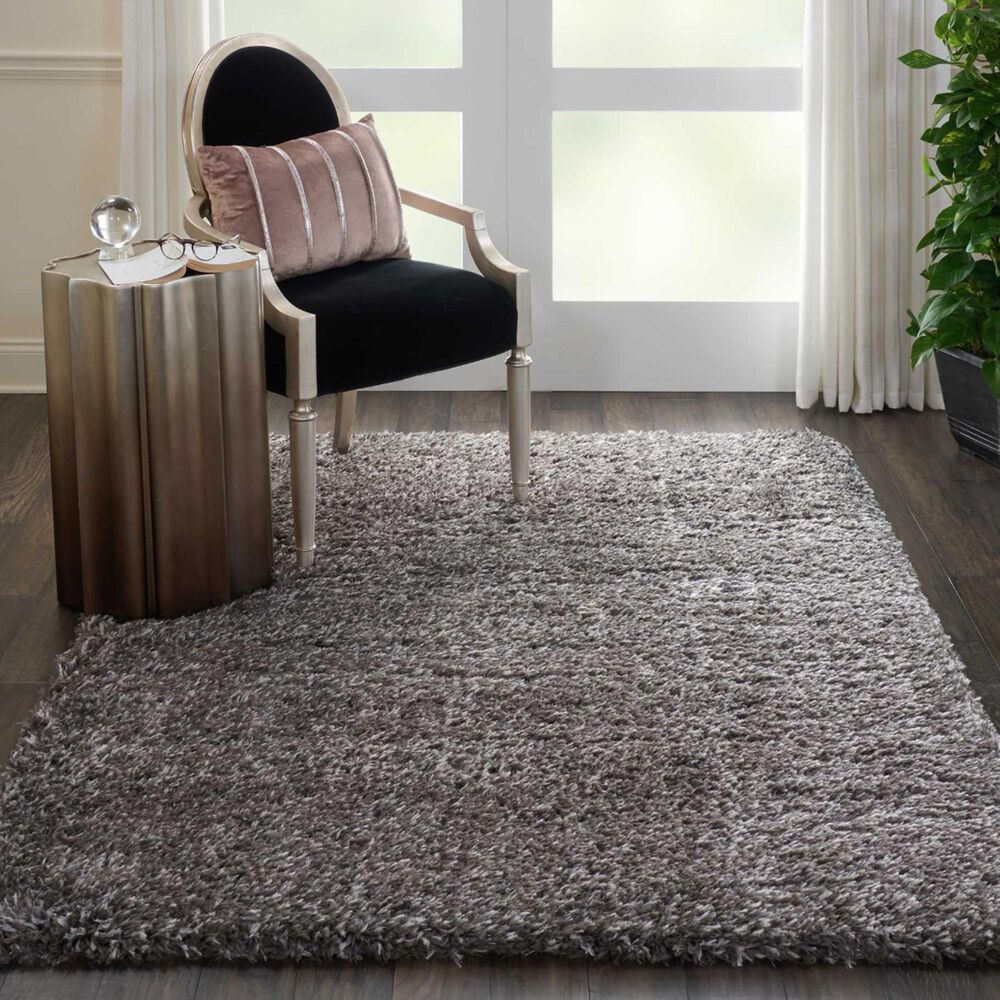 Nourison Luxe Shag LXS01 9&#39; x 12&#39; Charcoal Area Rug, , large