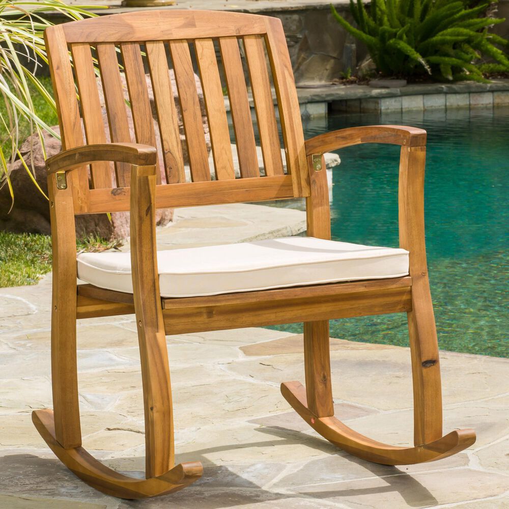 Noble House Selma Patio Rocking Chair in Cream, , large