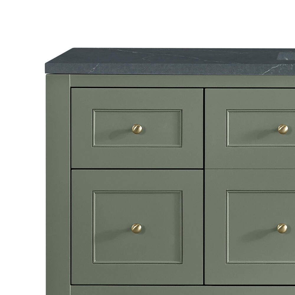James Martin Vanities Breckenridge 60&quot; Single Bathroom Vanity in Smokey Celadon with 3 cm Charcoal Soapstone Quartz Top and Rectangular Sink, , large