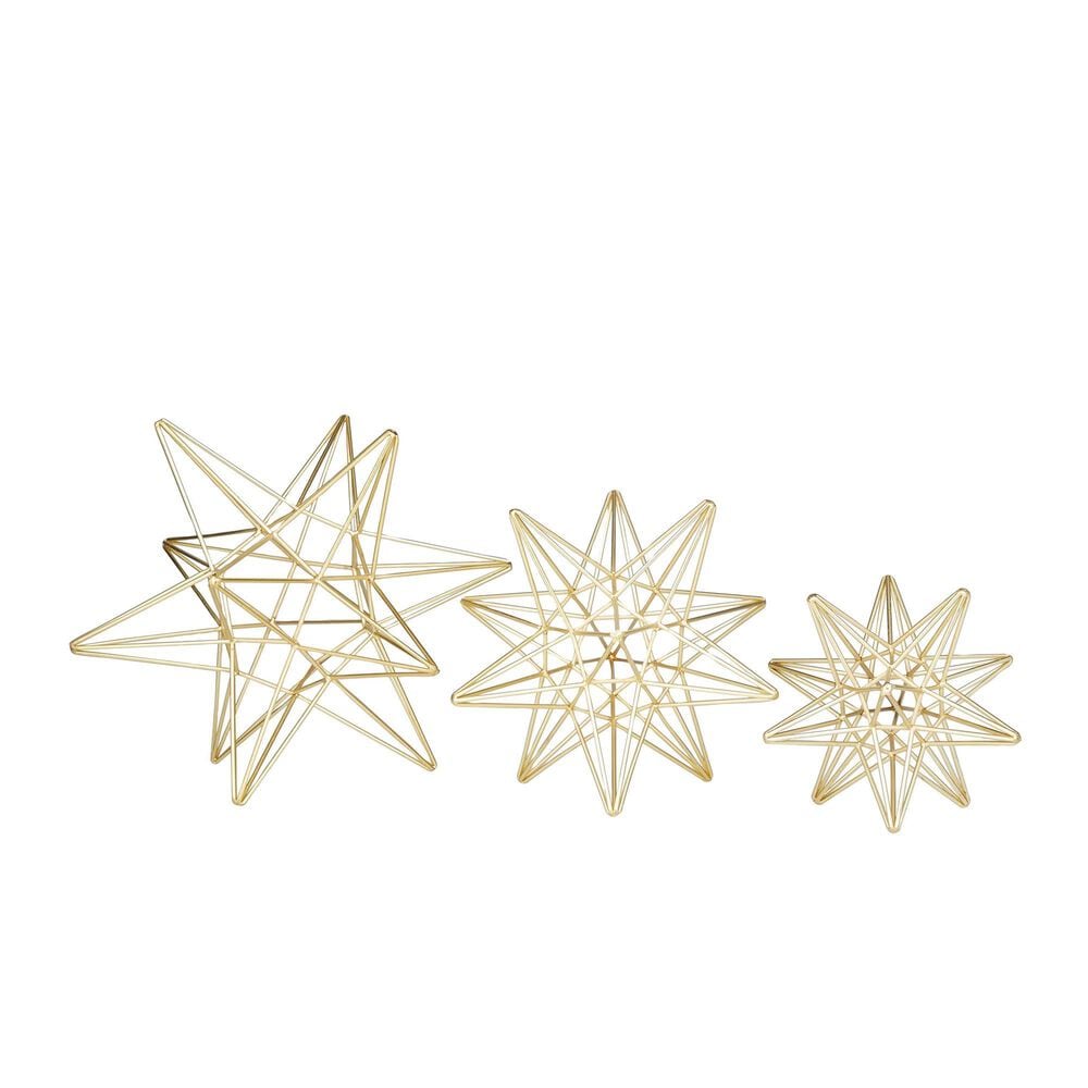 Maple and Jade 3-Piece Star Decorative Sculpture Set in Polished Gold, , large