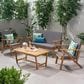 Hearth and Haven Panama 4-Piece Patio Conversation Set with Gray Cushion in Teak, , large