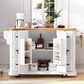 HOMLUX 56" Kitchen Island with Drop Leaf in White, , large