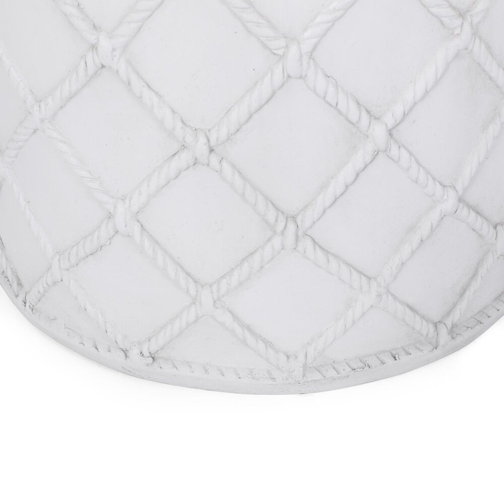 Hearth and Haven Outdoor Round End Table with Diamond Lattice Texture in Antique White, , large