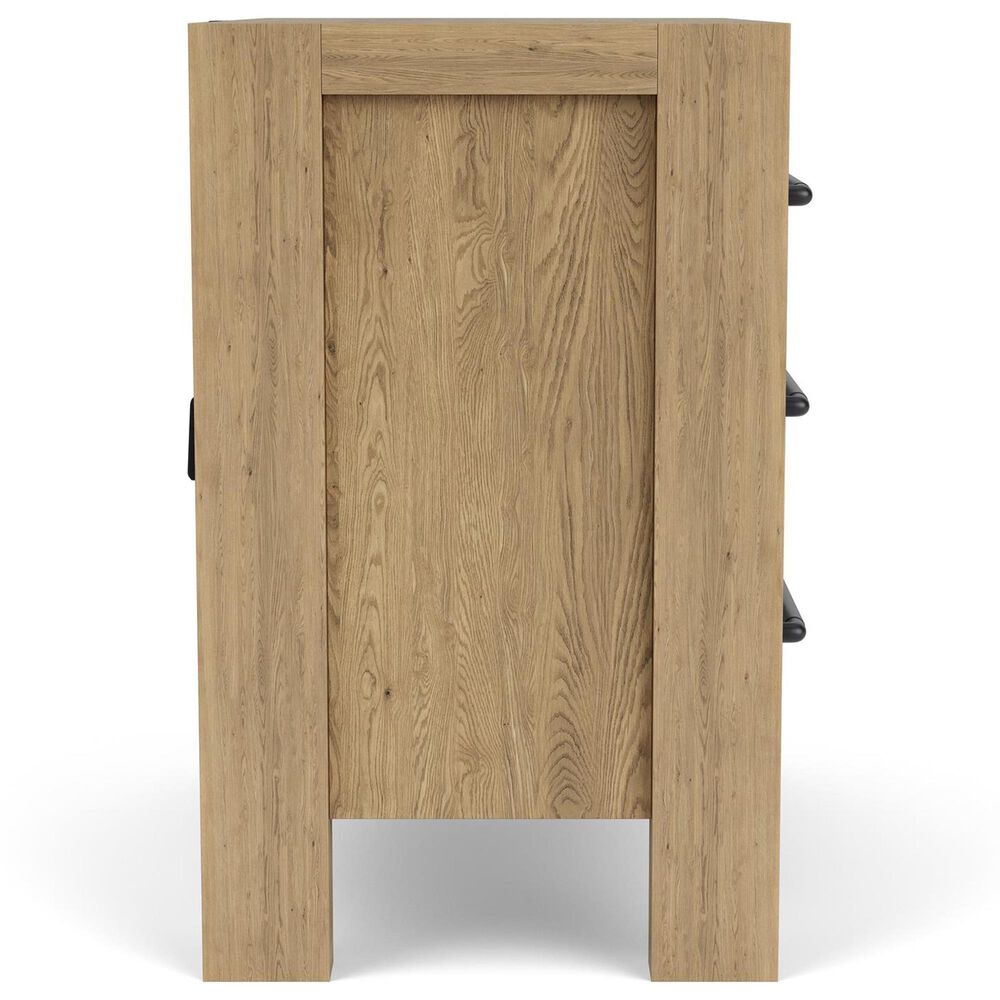 Shannon Hills Davie 3-Piece Queen Upholstered Panel Bed with Nightstand Set in Pale Oak, , large
