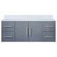 Lexora Home Geneva 48" Single Bathroom Vanity in Dark Grey with 2 cm White Cultured Marble Top and Rectangular Sink, , large