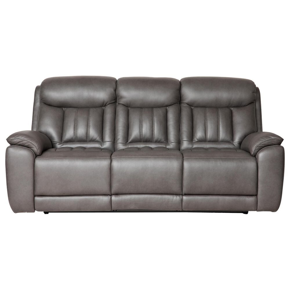 Bassett Benson Leather Power Reclining Sofa in Tuscan Gunmetal, , large