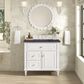 James Martin Vanities Lorelai 36" Single Vanity in Bright White with 3 cm Charcoal Soapstone Quartz Top, , large