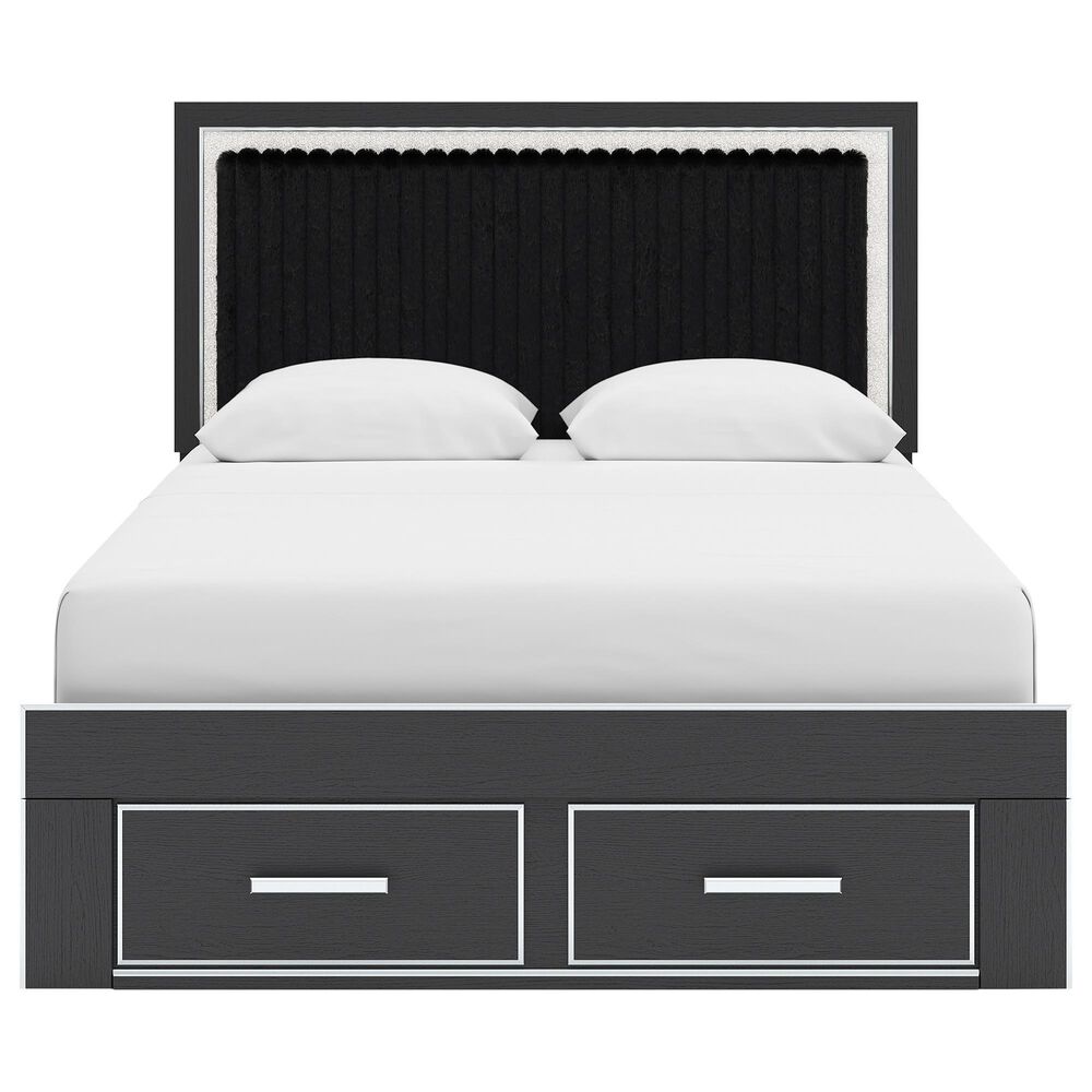 Ashley Zuraleus Queen Upholstered Storage Bed in Matte Black and Chrome, , large
