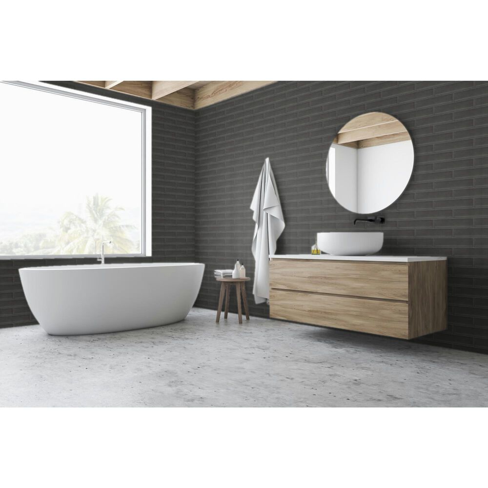 Emser Raku Charcoal 3&quot; x 12&quot; Matte Ceramic Tile with 6.3 Sq. Ft./Carton, , large