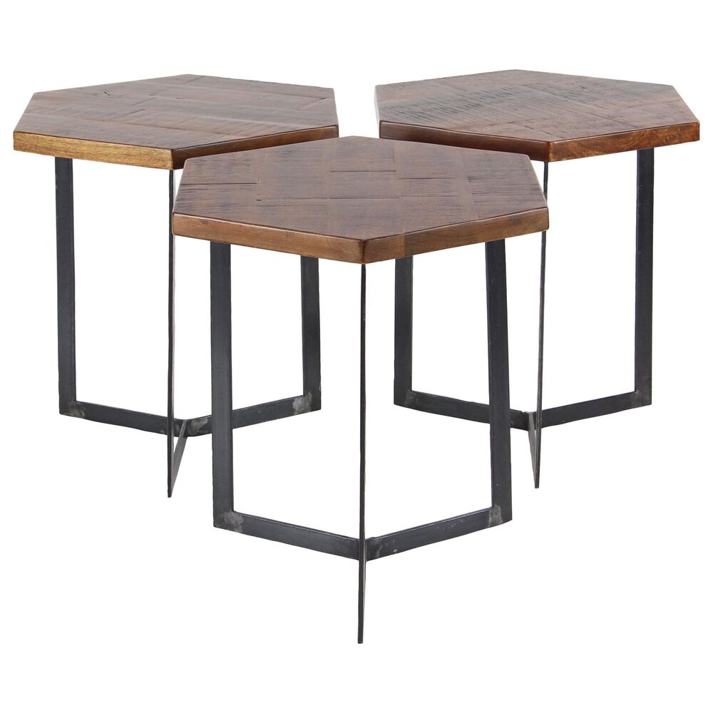 Uma Enterprises Annabel18" x 17" Coffee Table in Brown (Set of 3), , large