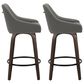 LumiSource Hannah Swivel Counter Stool with Dark Grey Faux Leather Upholstery in Walnut and Black (Set of 2), , large