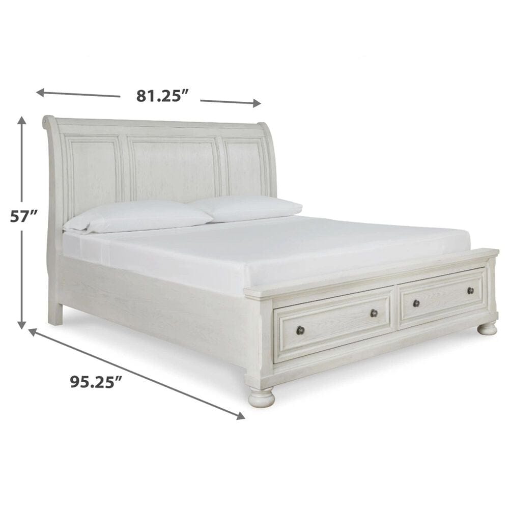 Ashley Robbinsdale King Sleigh Storage Bed in Antique White, , large