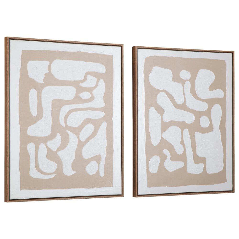 Ashley Waldett 24" x 30" Wall Art in Beige and White (Set of 2), , large