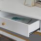 Linon Home Decor Campaign 2-Drawer Desk in White and Gold, , large