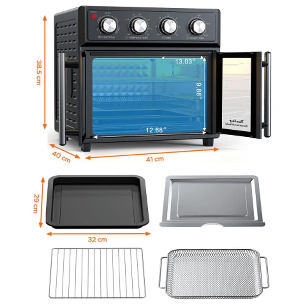 HOMLUX 26 Qt Air Fryer Toaster Oven in Black, , large