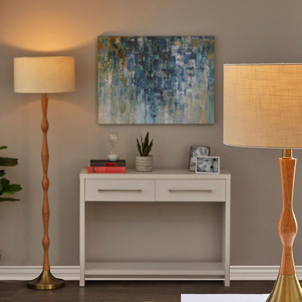 Adesso Eve Floor Lamp in Natural and Antique Brass, , large