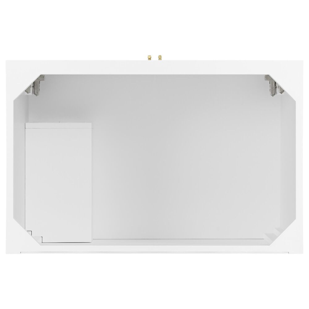 James Martin Vanities Myrrin 36&quot; Vanity in Bright White with Single Hole 3 CM White Zeus Quartz Top &amp; Backsplash, , large