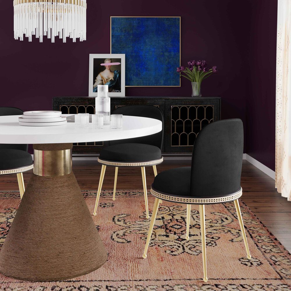 Tov Furniture Harley Dining Chair with Black Cushion in Brushed Gold, , large