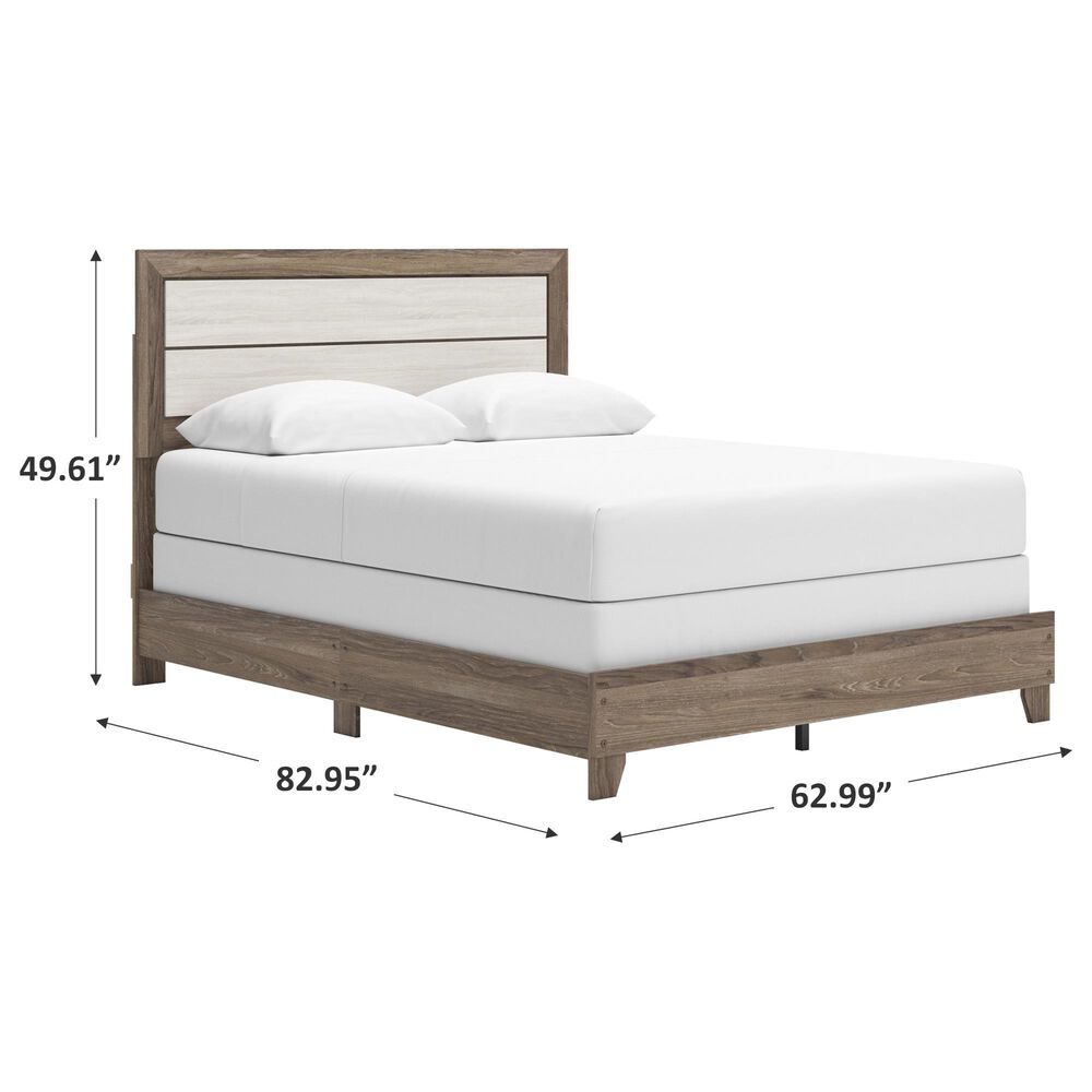 Ashley Sharnari Queen Panel Bed in Warm Gray, Brown and Antique White, , large