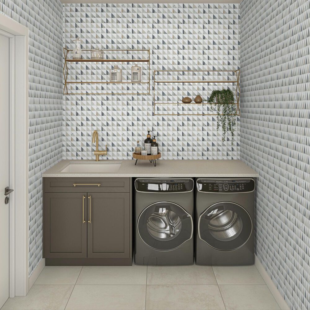 Dal-Tile Gamma Azure Blend 12&#39;&#39; X 12&#39;&#39; TRIANGLE Natural Stone Mosaic Sheet, , large