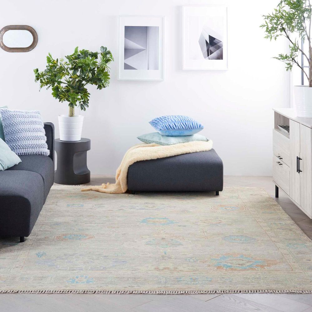 Nourison Odessa Ivory, Grey and Blue Multicolor 7'9" x 9'9" Area Rug, , large