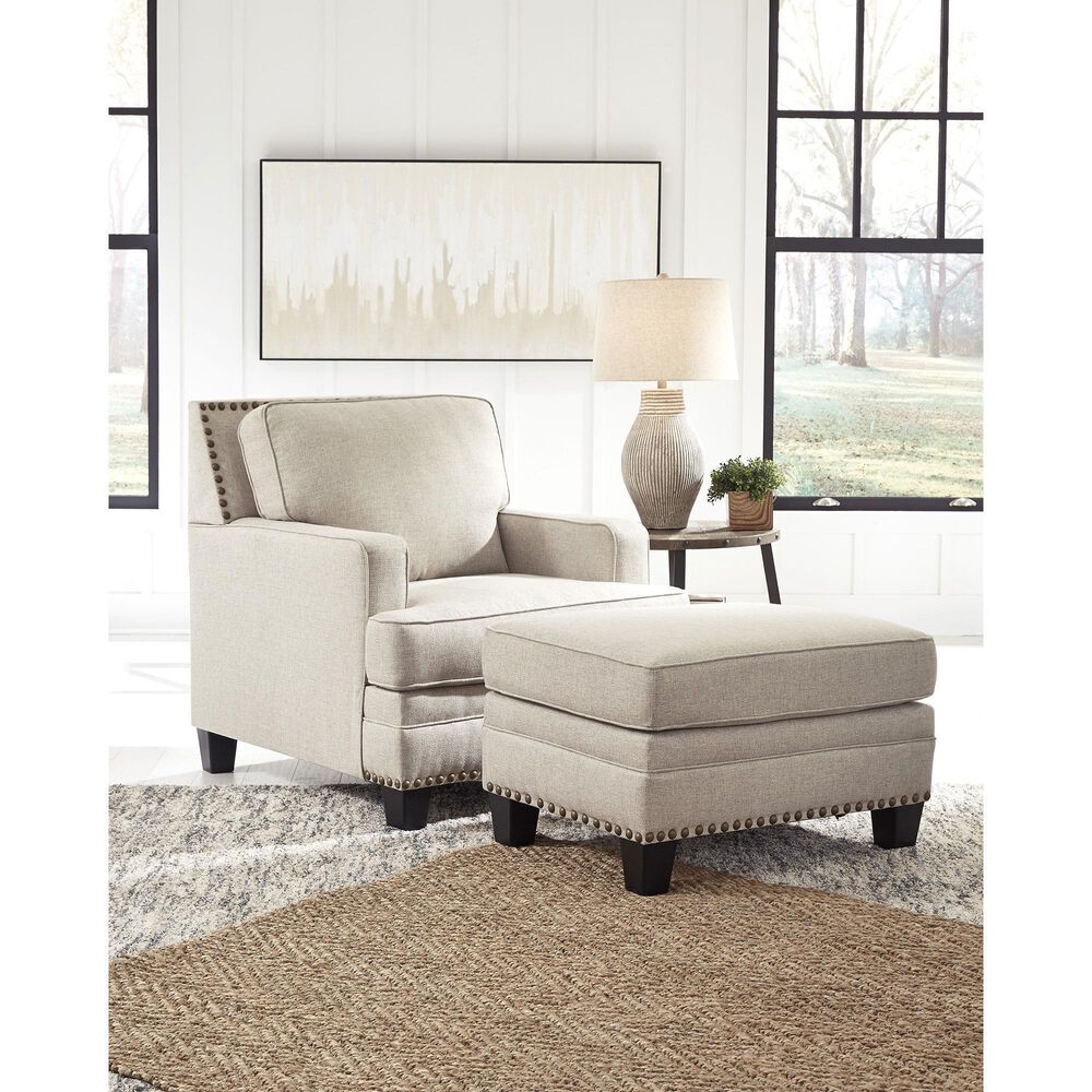 Ashley Claredon Ottoman in Linen, , large
