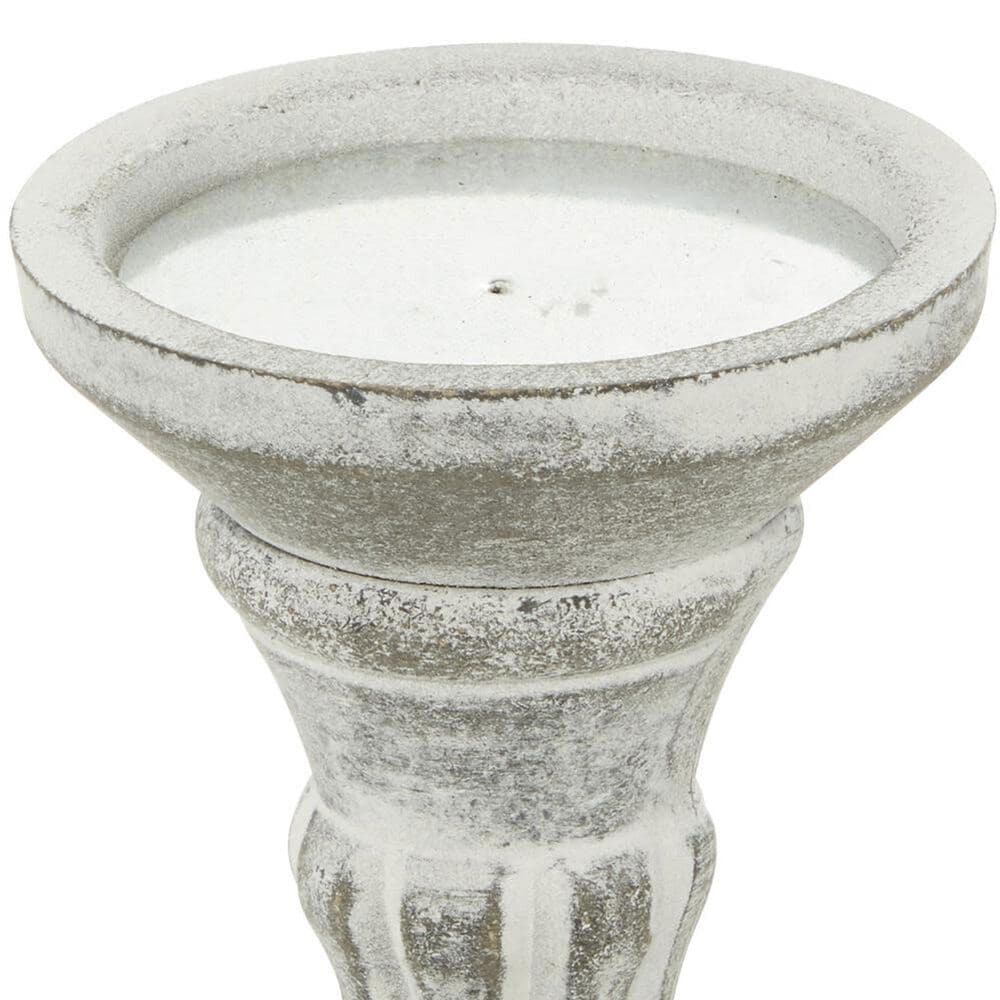Maple and Jade Turned Pillar Decorative Candle Holder in Washed Gray and Black &#40;Set of 3&#41;, , large