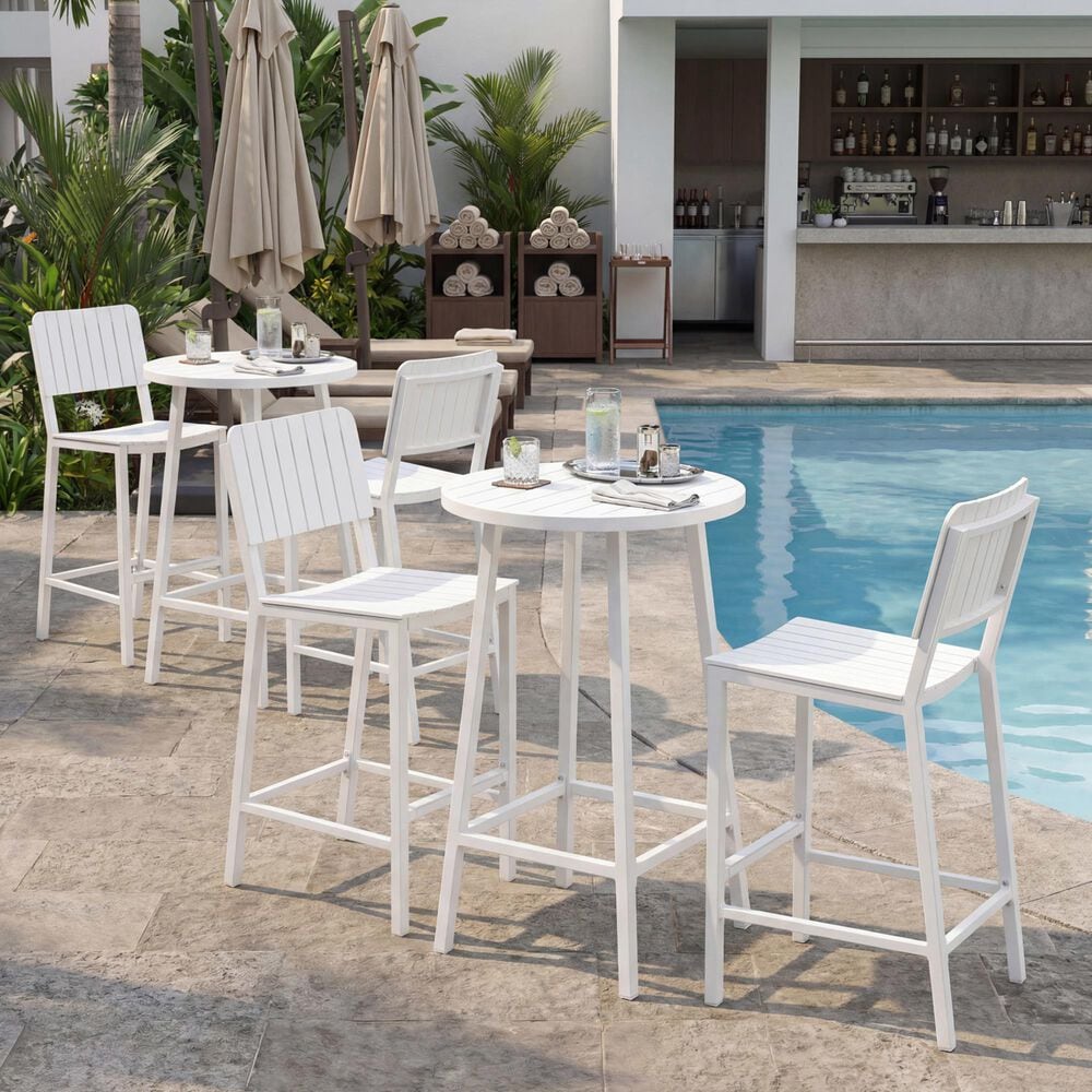 Zuo Modern Kayu Patio Barstool in White, , large