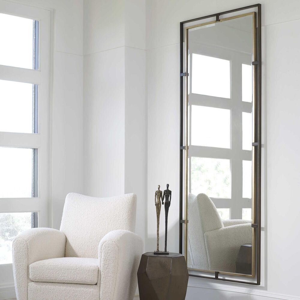 Uttermost Carrizo Rectangular Tall Mirror in Rustic Bronze and Light Antique Gold Leaf, , large