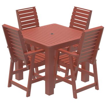 Highwood USA Glennville 5-Piece Square Patio Counter Height Dining Set in Rustic Red, , large