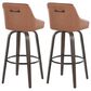LumiSource Hannah Swivel Bar Stool with Camel Faux Leather Upholstery in Walnut and Black (Set of 2), , large