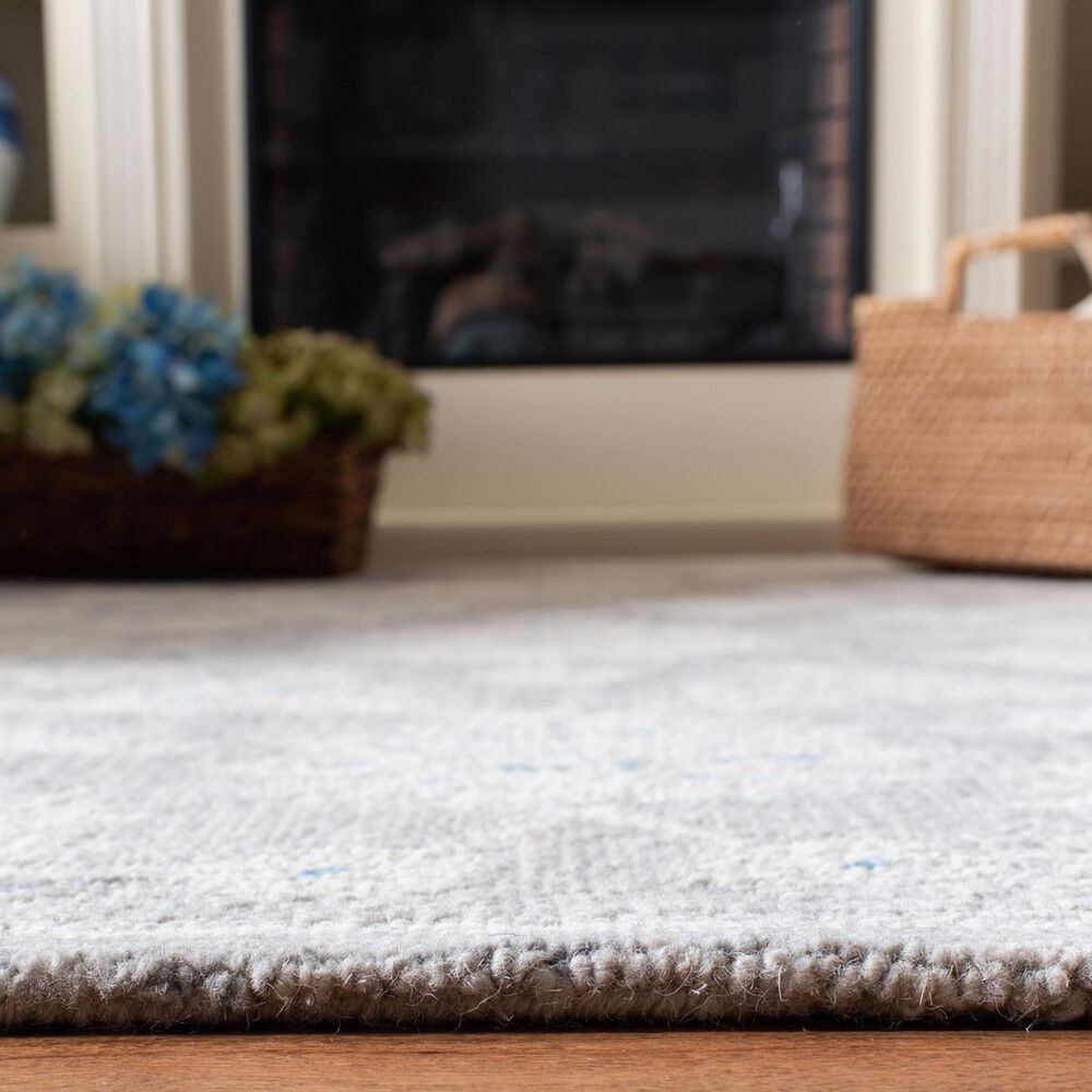 Safavieh Micro-Loop Floral 5&#39; Square Grey and Ivory Area Rug, , large