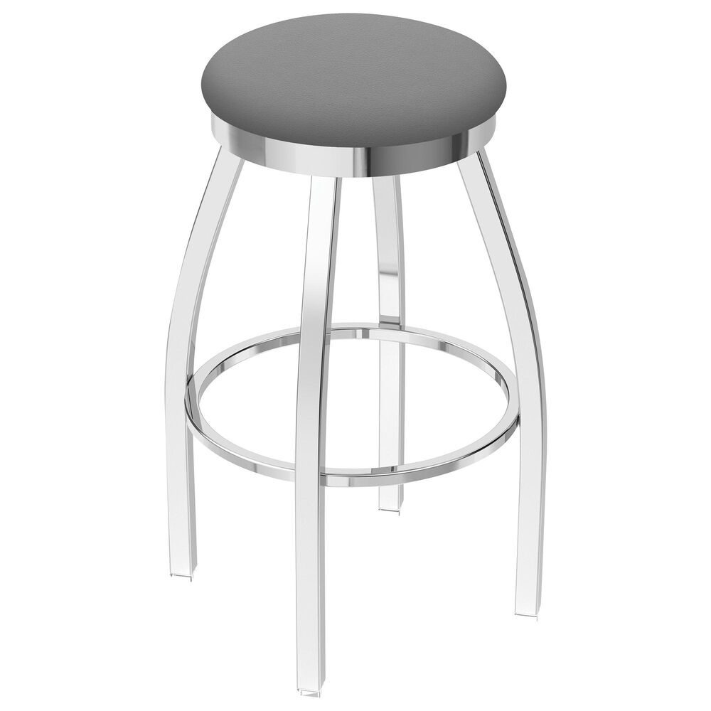 Holland Bar Stool 802 Misha 25" Swivel Counter Stool with Chrome and Canter Folkstone Grey Seat, , large