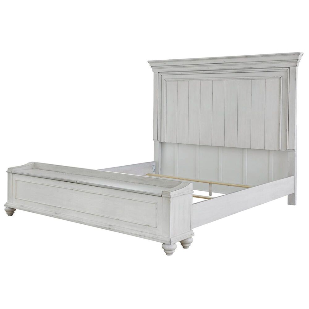 Ashley Kanwyn 4 Piece King Bedroom Set in Distressed Whitewash, , large