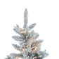 The Gerson Company 7.5" Pre-Lit Artificial Narrowed Flocked Pencil Pine with White Lights in Green, , large