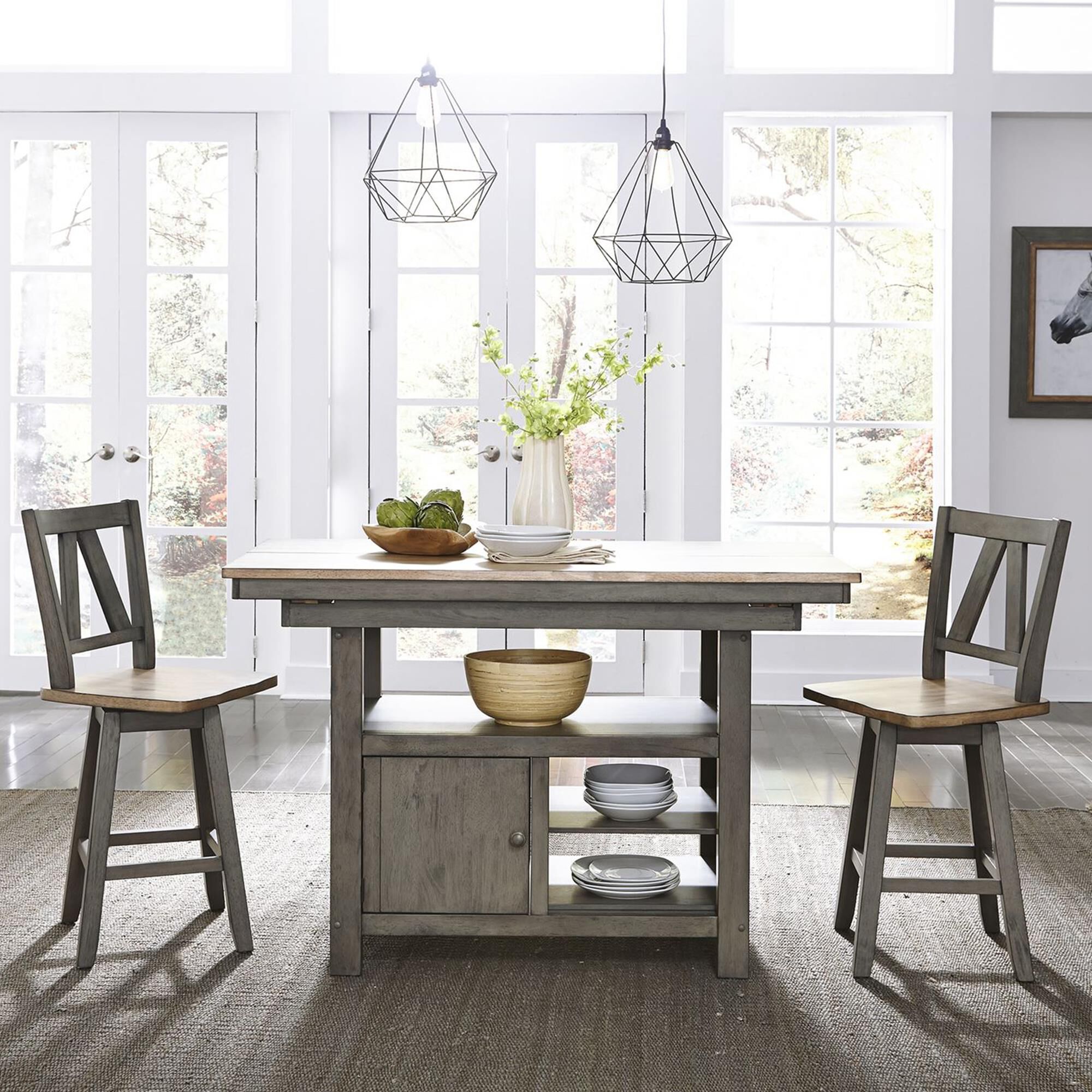 Kitchen island with deals 2 chairs