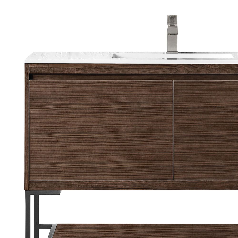 James Martin Vanities Mantova 47.3&quot; Single Vanity in Glossy White and Brushed Nickel with 3 cm Glossy White Composite Stone Top and Rectangular Sink, , large